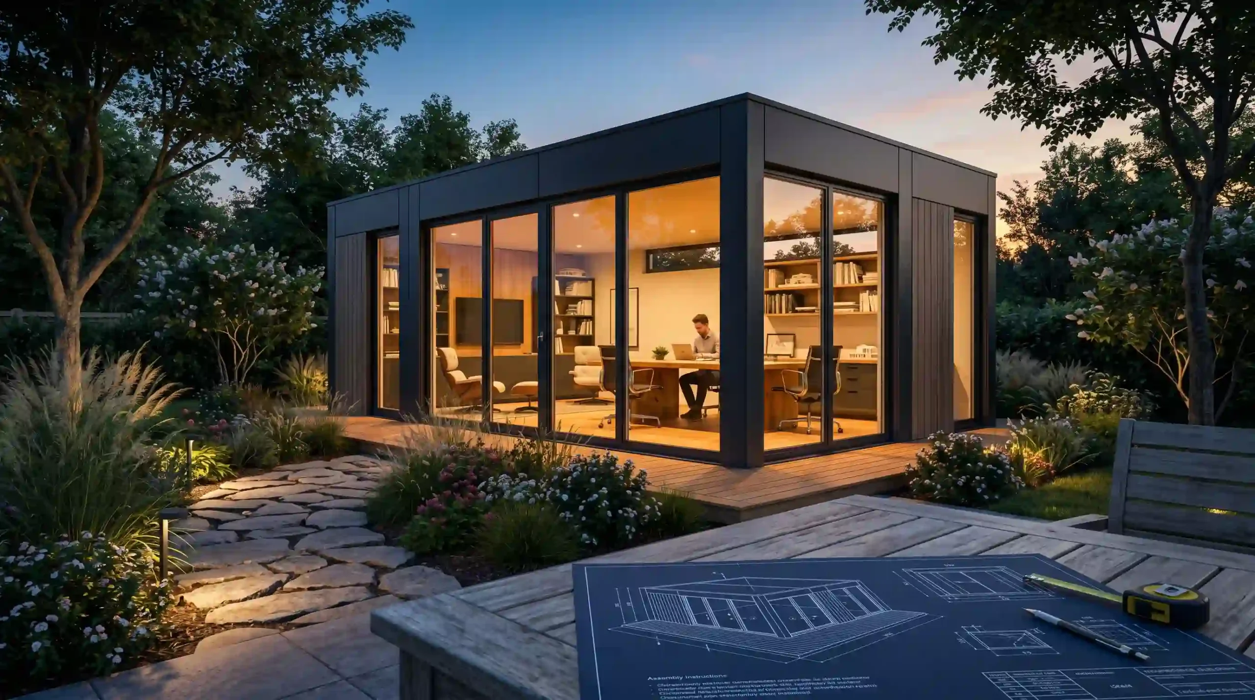 White-label insulated garden office with EPS sandwich panels, optimized for FCL flat-pack wholesale.